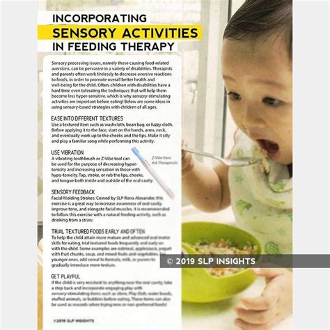 Pediatric Feeding Handout Incorporating Sensory Activites In Feeding