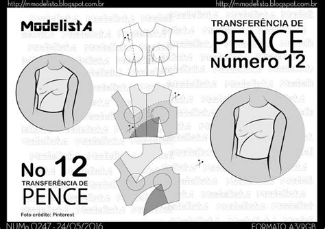 A3 NUMo 0247 T DE PENCES 12 Modelista Padrões de costura fáceis