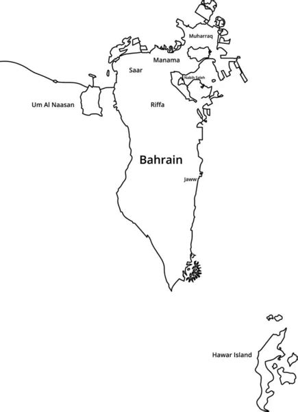 Mapa de Bahréin Esquema detallado con nombres de áreas principales