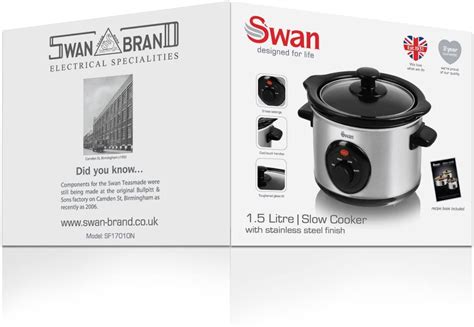 Swan Sf17010n 15l Compact Slow Cooker In Stainless Steel G Craggs Ltd