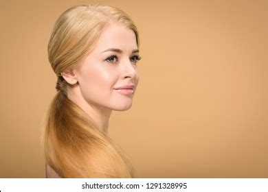 Beautiful Smiling Naked Blonde Girl Long Stock Photo