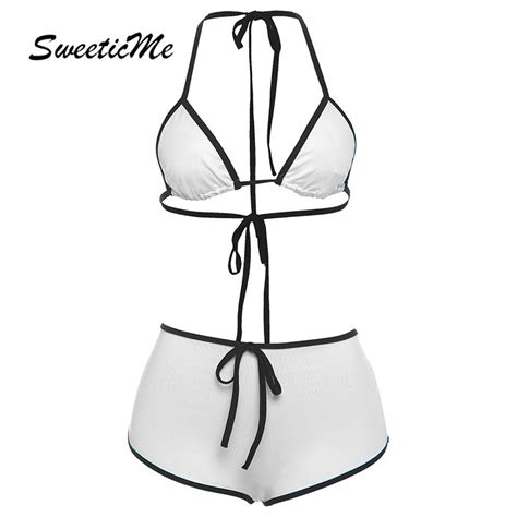 SweeticMe Women S New Fashion Beach Vacation Sexy Halter Lacing Bikini Sets Shopee