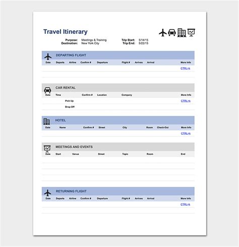 Business Travel Itinerary Template - 23+ (Word, Excel & Pdf)