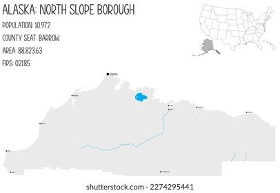 Large Detailed Map North Slope Borough Stock Vector (Royalty Free ...