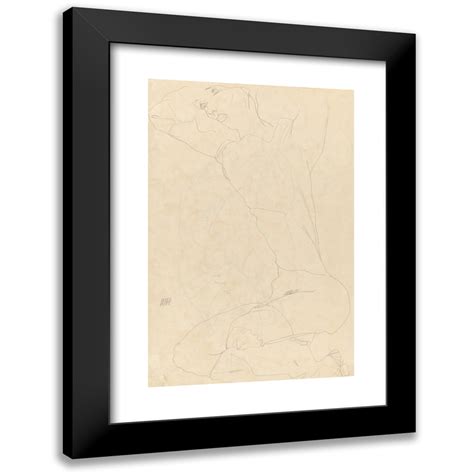 Egon Schiele X Black Modern Framed Museum Art Print Titled Study For Reclining Nude With