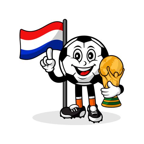 Mascote Cartoon Futebol Bandeira Da Holanda Vencedor Do Trof U