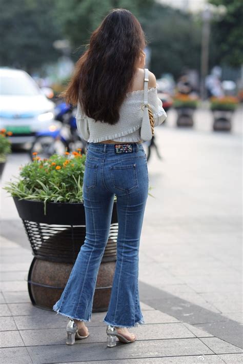 flare jeans bellbottom에 있는 핀 여성 청바지 거리 패션 패션