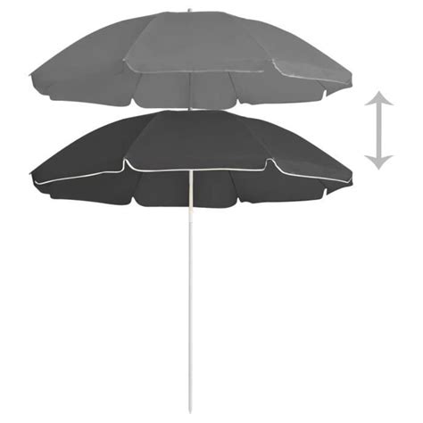 Zerodis Parasol D Ext Rieur Avec M T En Acier Anthracite Cm