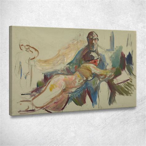 Old Man With Naked Woman On His Lap Edvard Munch Canvas Print