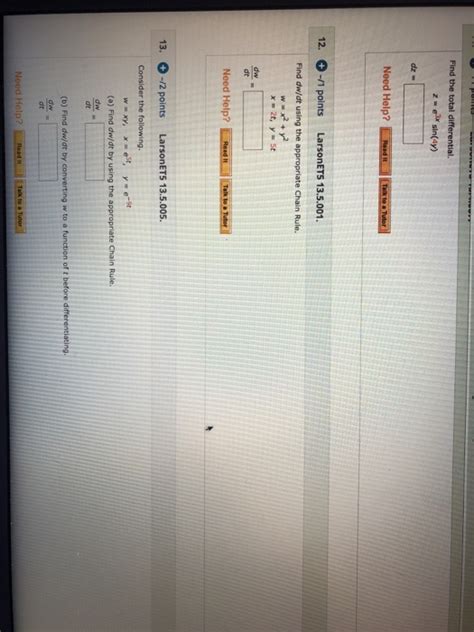 Solved Find The Total Differential Z E Sin 47 Need Help Chegg