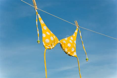 Yellow Polka Dot Bikini Stock Image Image Of Copy Space