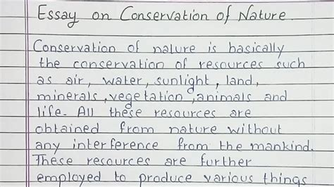 Write An Essay On Conservation Of Nature Essay Writing English