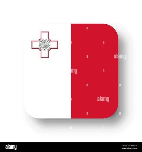 Malta Flag Flat Vector Square With Rounded Corners And Dropped Shadow