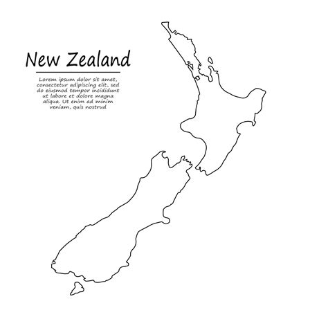 simple outline map   zealand  sketch  style  vector