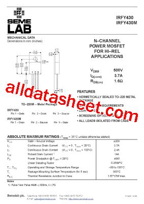 Irfy Datasheet Pdf Seme Lab