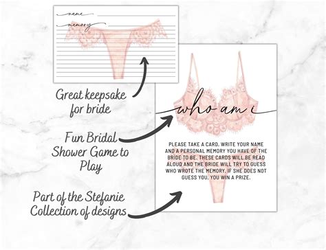Lingerie Party Games Who Am I Game Sign With Memory Card Lingerie Bachelorette Party Games