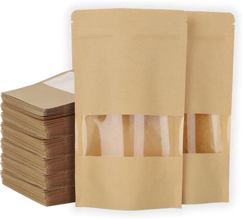 SENENQU Lot De 200 Sachet Kraft Alimentaire Avec Fenetre 1220CM