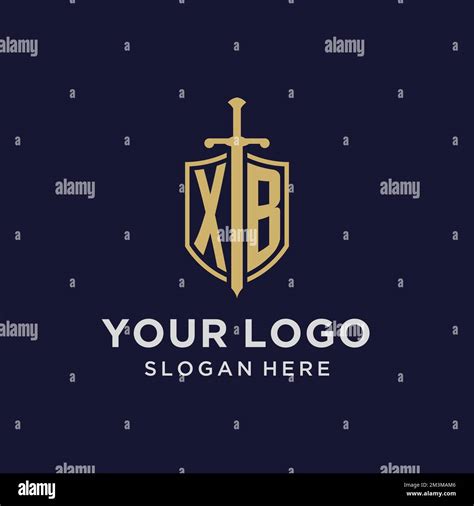 Xb Logo Initial Monogram With Shield And Sword Design Ideas Stock