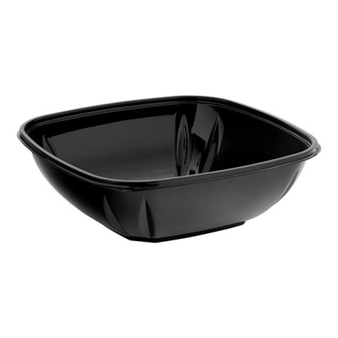 Visions 64 Oz Black PET Plastic Square Catering Serving Bowl 25 Pack