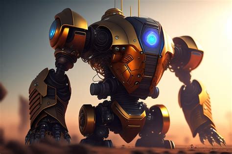 Premium AI Image | Fighting robot Robot warrior Cyborg Steampunk style ...