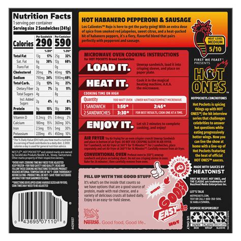 Hot Pockets Hot Ones Hot Habanero Pepperoni Sausage 2ct 8 5oz Quick Meals Fast Delivery By