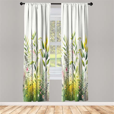 Ambesonne Nature Curtains 2 Panel Set Dream Garden Scene Art Leafy