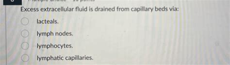 Solved Excess Extracellular Fluid Is Drained From Capillary Chegg