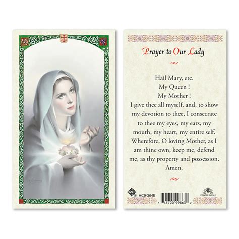 Prayer To Our Lady Laminated Prayer Cards Pack Of 25 Catholic Online Shopping