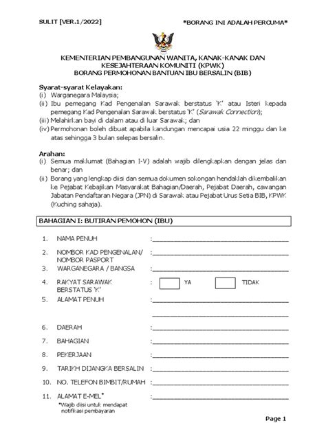 Borang Permohonan Bib Sarawak Pdf