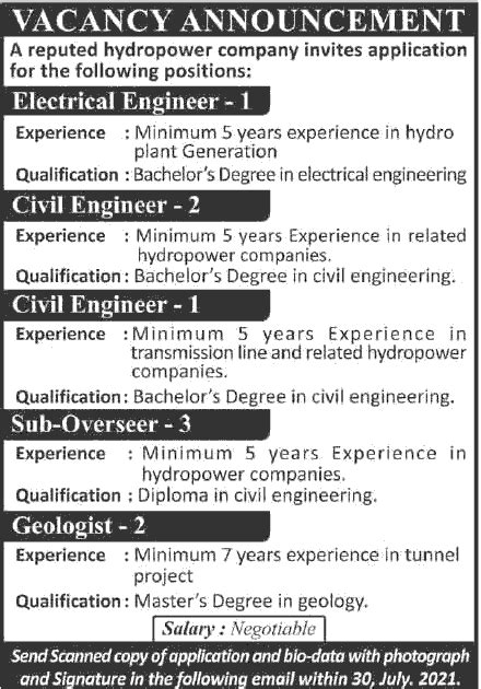 Baibhav Power Nepal Job Vacancy Announcement For Various Post Chetan TM