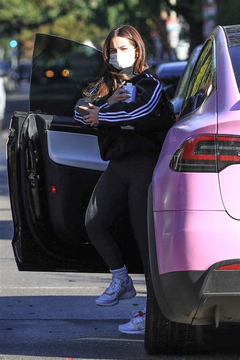 Addison Rae In A Black Adidas Track Jacket Arrives For A Workout In Los