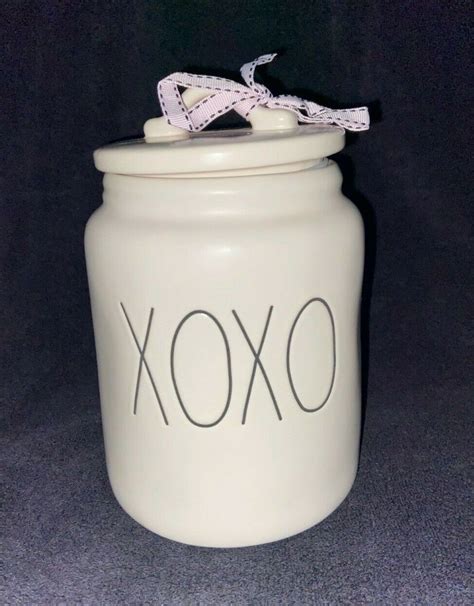 NEW RAE DUNN WHITE CANISTER XOXO VALENTINE S DAY MEDIUM LL MATTE PINK