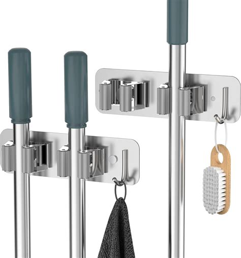 HOMEASY Mop Broom Holder Wall Mounted SUS304 Stainless Steel Mop Broom