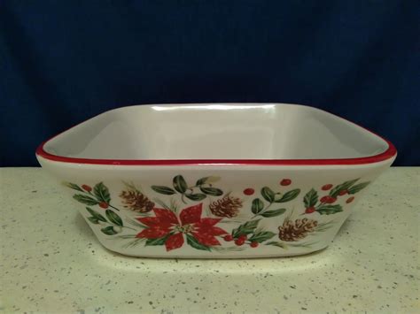 Longaberger Pottery Nib Nature S Garland Large Square Bowl Ebay