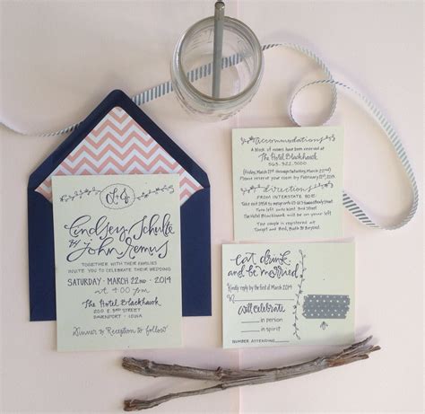 Vintage Wedding Invitation . Vintage Inspired Wedding Invitation . Navy ...