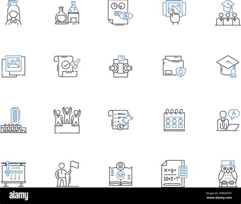 College Outline Icons Collection Education University Learning