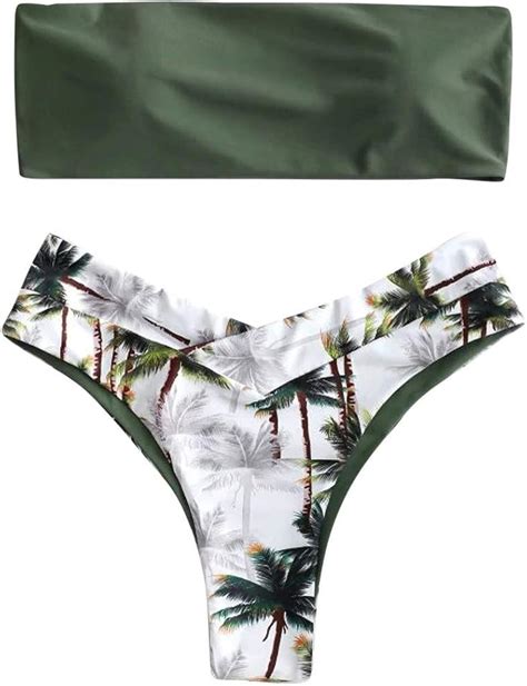 Damen Bikini Kokosnuss Palmen Druck Sexy Bikini Set Gepolstert