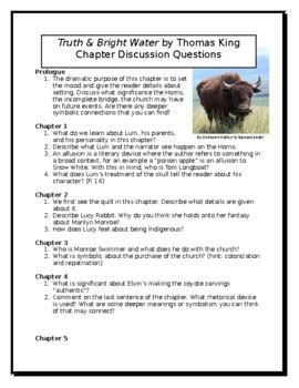 Truth & Bright Water Chapter Questions by Lori-Anne Biddiss | TPT