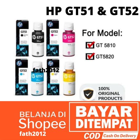 Jual Tinta HP GT 51 GT 52 Hitam Dan Warna B C M Y Untuk GT 5810