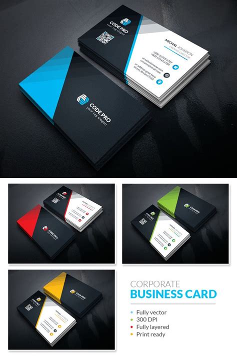 The Business Card Is Designed To Look Like It Has Three Different