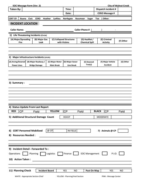 City Of Walnut Creek California Eoc Message Form Fill Out Sign