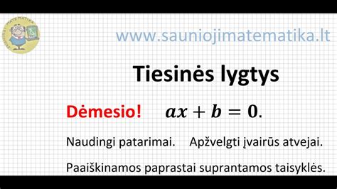 Tiesinės Lygtys Axb0 Išsamiai Paaiškinta Teorija Pateiktos Aiškios