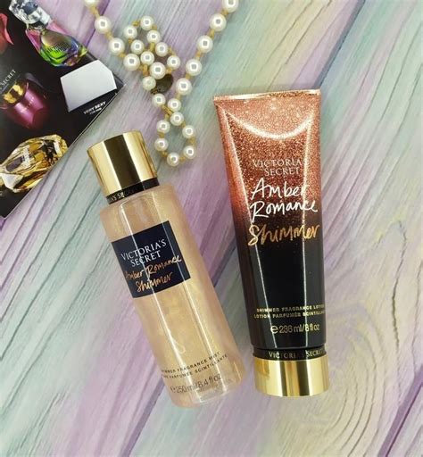 Set Victorias Secret Amber Romance Shimmer Locion Y Crema Mercado Libre