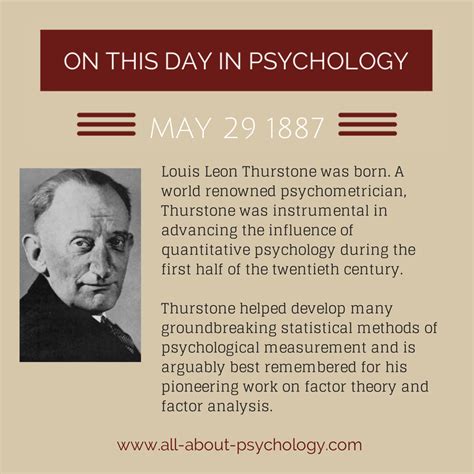 May 29th 1887 Louis Leon Thurstone Was Born A World Renowned