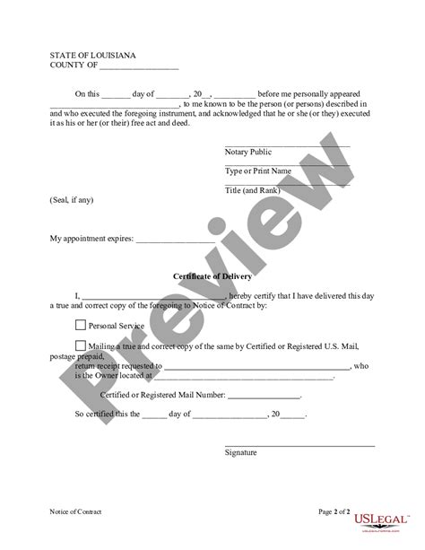 Louisiana Notice Of Contract Individual Louisiana Notice Contract