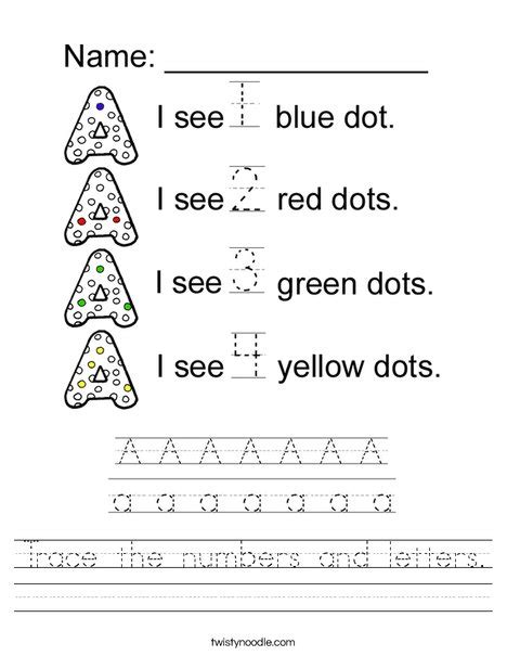 Trace the numbers and letters Worksheet - Twisty Noodle - Worksheets ...