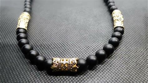 Matte Black Onyx Bead Necklace For Men Mens Beaded Necklace T For Him Protection Necklace