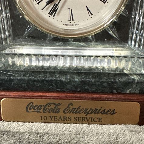 Coca Cola Years Service Vintage Concept Glass Quartz Mantle Desk