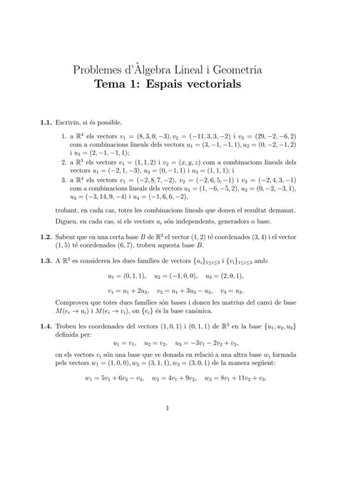 SOLUTION Alg Problemestema1espaisvectorials Studypool