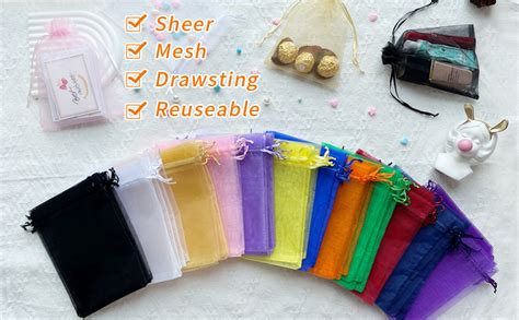 Amazon Jexila 120PCS Sheer Organza Bags 5X7 Inches Mesh Bags